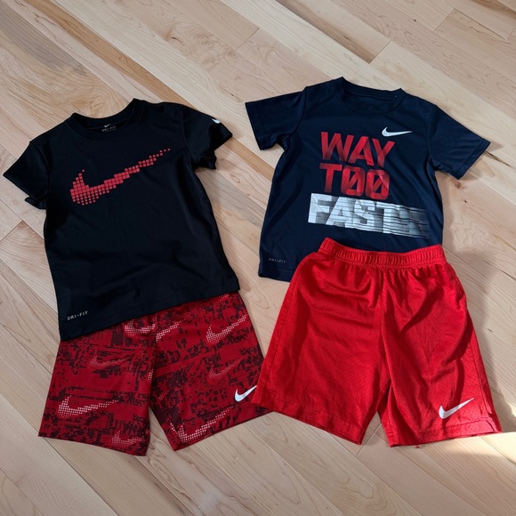 Nike Kids Black and Navy Tees with Red Shorts Set - Picture 3 of 3